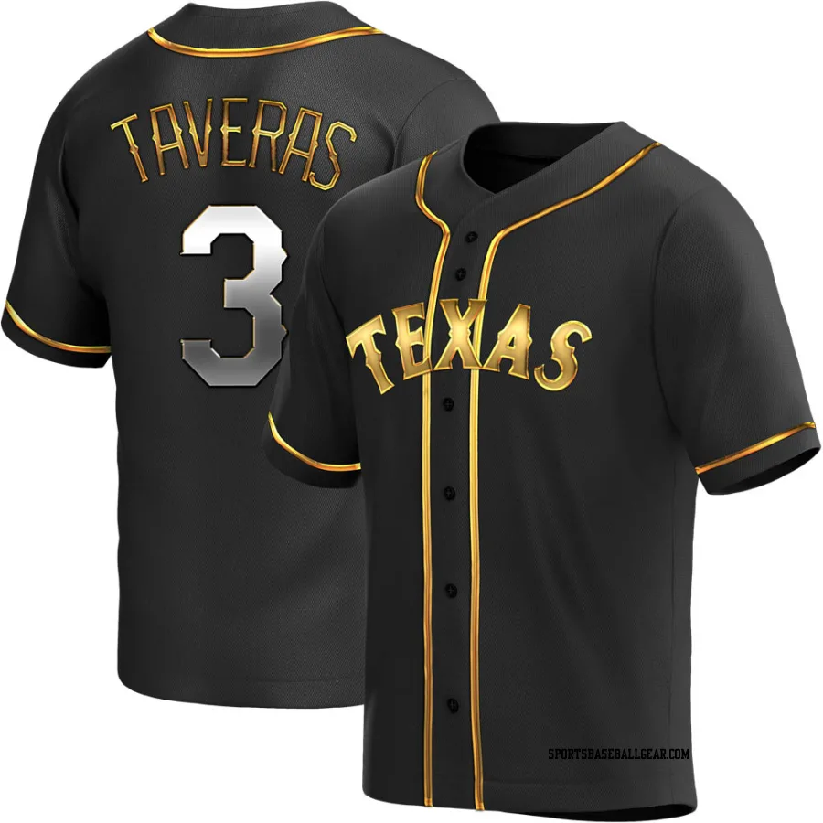 Leody Taveras Men's Texas Rangers Black Golden Replica Alternate Jersey