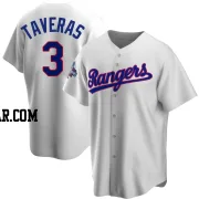 Leody Taveras Men's Texas Rangers White Replica Home Cooperstown Collection 2023 World Series Champions Jersey