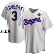 Leody Taveras Men's Texas Rangers White Replica Home Cooperstown Collection 2023 World Series Jersey