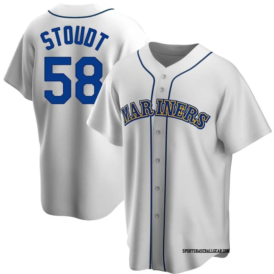 Levi Stoudt Men's Seattle Mariners White Replica Home Cooperstown Collection Jersey