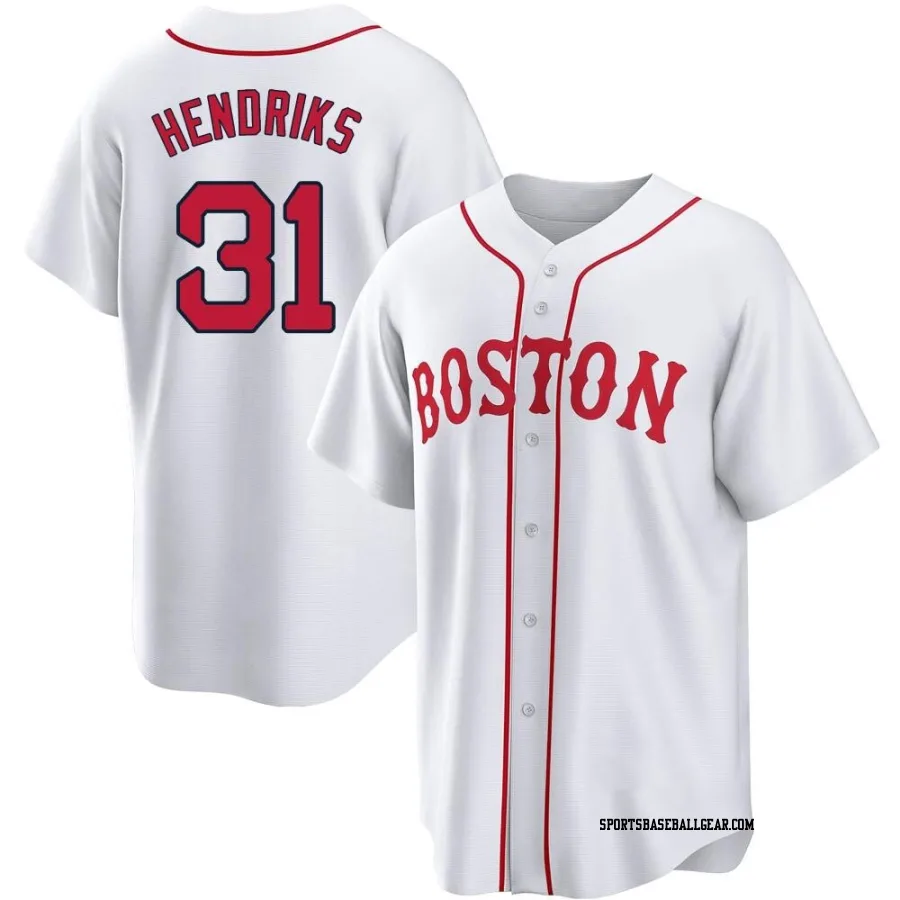 Liam Hendriks Men's Boston Red Sox White Replica 2021 Patriots' Day Jersey