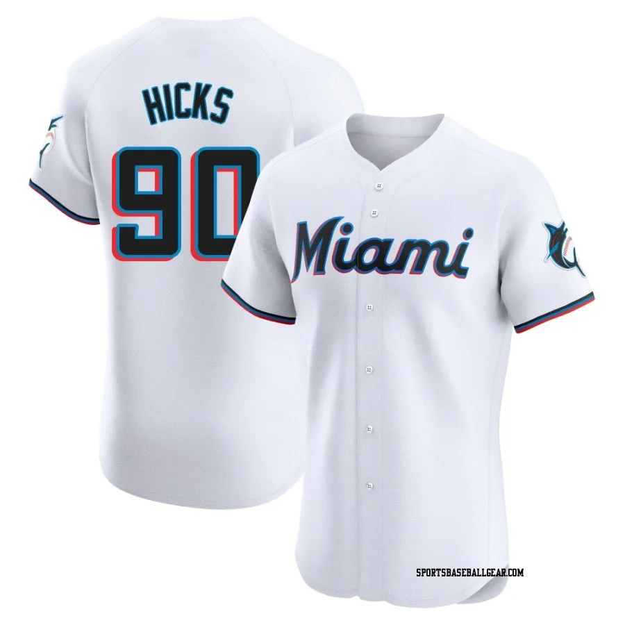 Liam Hicks Men's Miami Marlins White Elite Home Jersey