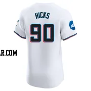 Liam Hicks Men's Miami Marlins White Elite Home Patch Jersey