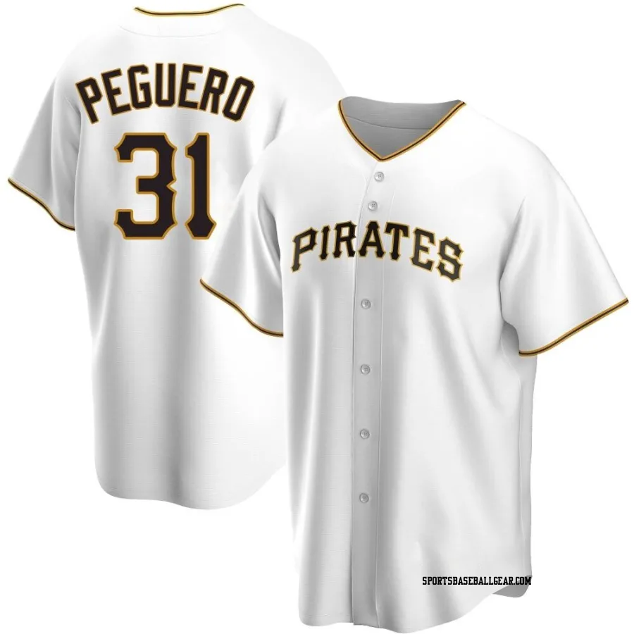 Liover Peguero Men's Pittsburgh Pirates White Replica Home Jersey