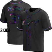 Liover Peguero Youth Pittsburgh Pirates Black Holographic Replica Alternate Jersey