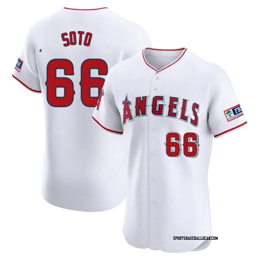 Livan Soto Men's Los Angeles Angels White Elite Home Patch Jersey