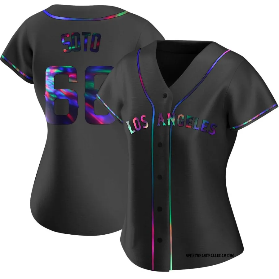 Livan Soto Women's Los Angeles Angels Black Holographic Replica Alternate Jersey