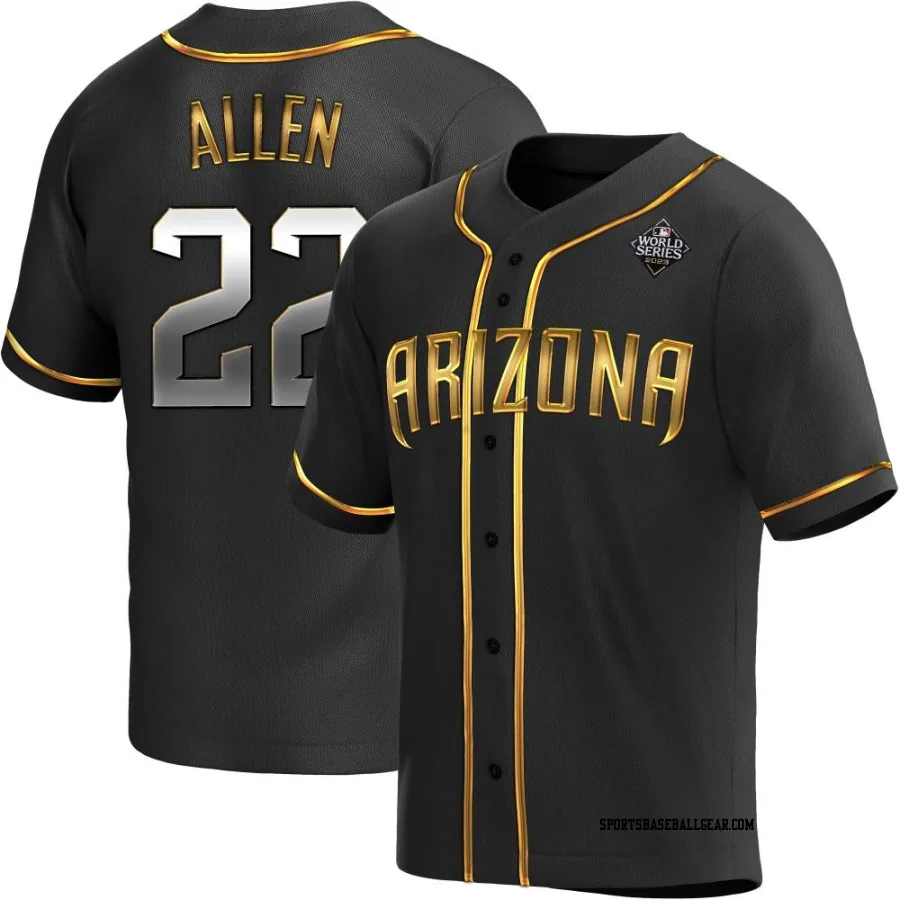 Logan Allen Men's Arizona Diamondbacks Black Golden Replica Alternate 2023 World Series Jersey