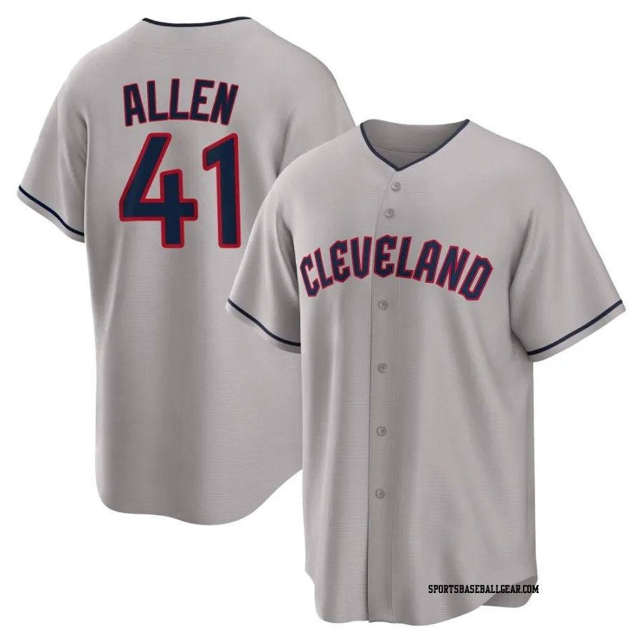 Logan Allen Men's Cleveland Guardians Gray Replica Road Jersey