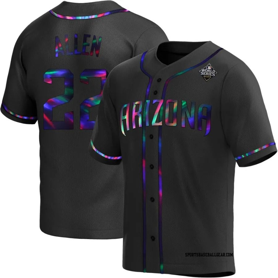 Logan Allen Youth Arizona Diamondbacks Black Holographic Replica Alternate 2023 World Series Jersey