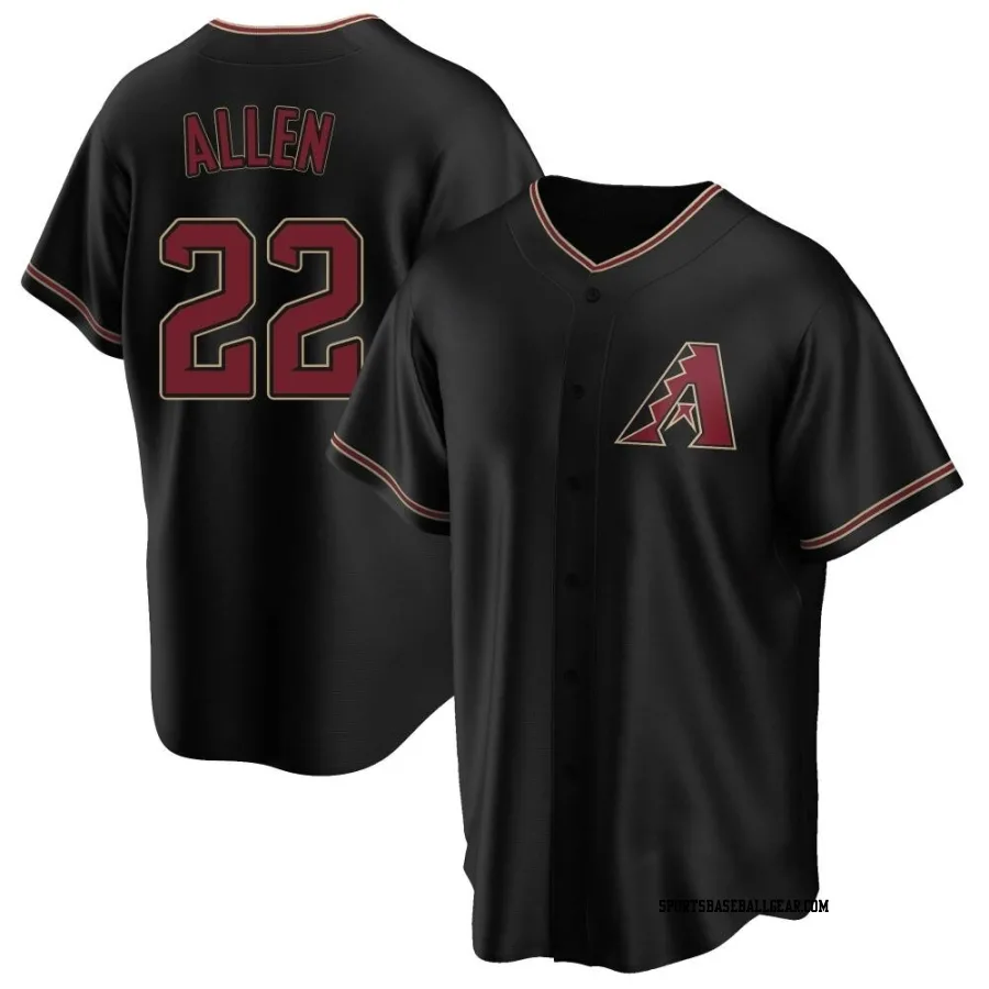 Logan Allen Youth Arizona Diamondbacks Black Replica Alternate Jersey