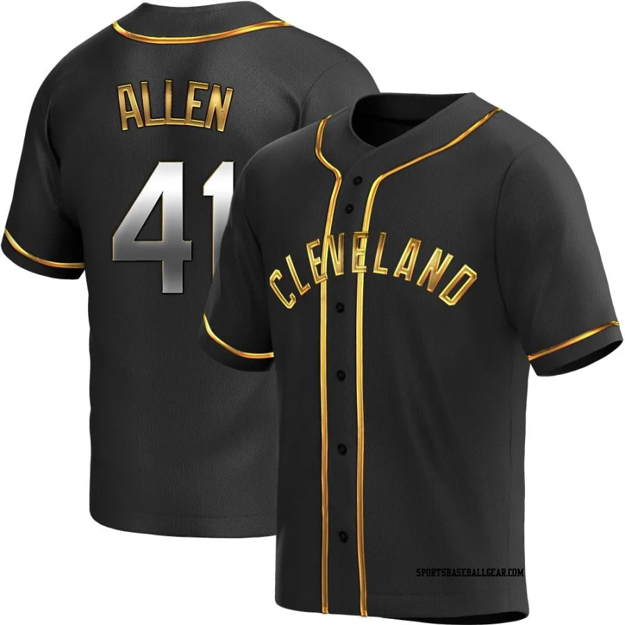 Logan Allen Youth Cleveland Guardians Black Golden Replica Alternate Jersey