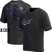 Logan Gillaspie Men's Baltimore Orioles Black Holographic Replica Alternate Jersey