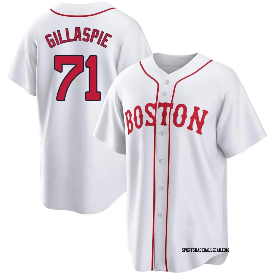 Logan Gillaspie Men's Boston Red Sox White Replica 2021 Patriots' Day Jersey