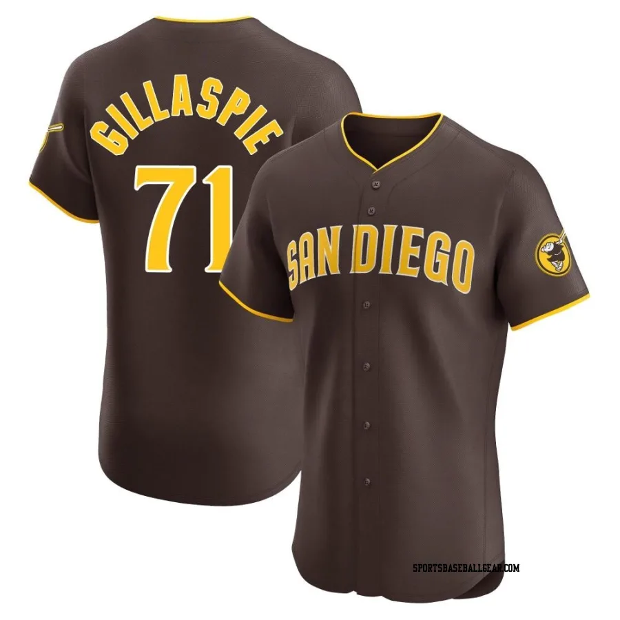 Logan Gillaspie Men's San Diego Padres Brown Elite Road Vapor Premier Jersey