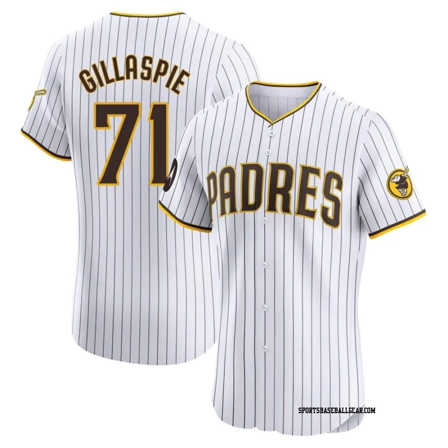 Logan Gillaspie Men's San Diego Padres White Elite Home Patch Jersey