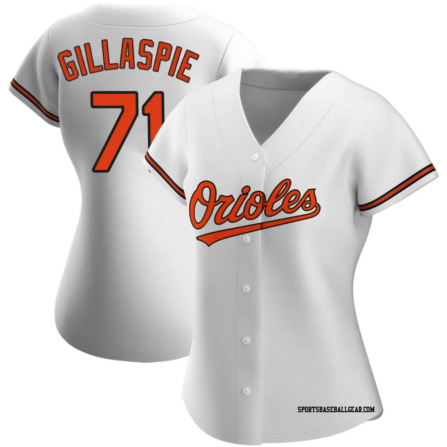 Logan Gillaspie Women's Baltimore Orioles White Authentic Home Jersey