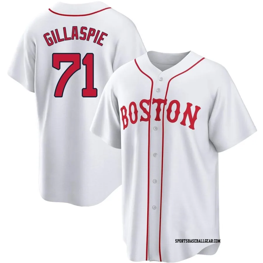 Logan Gillaspie Youth Boston Red Sox White Replica 2021 Patriots' Day Jersey