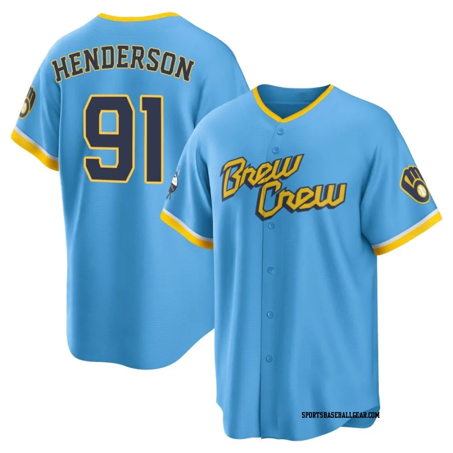 Logan Henderson Men's Milwaukee Brewers Blue Replica Powder 2022 City Connect Jersey