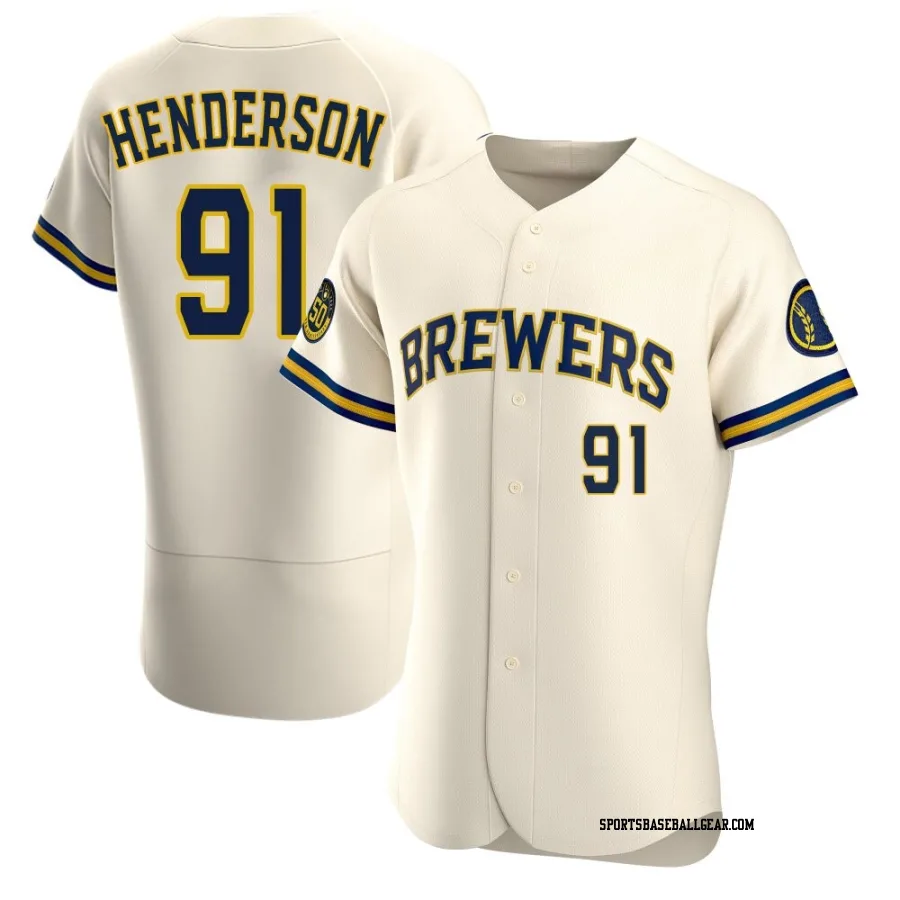 Logan Henderson Men's Milwaukee Brewers Cream Authentic Home Jersey