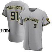 Logan Henderson Men's Milwaukee Brewers Gray Authentic Road Jersey