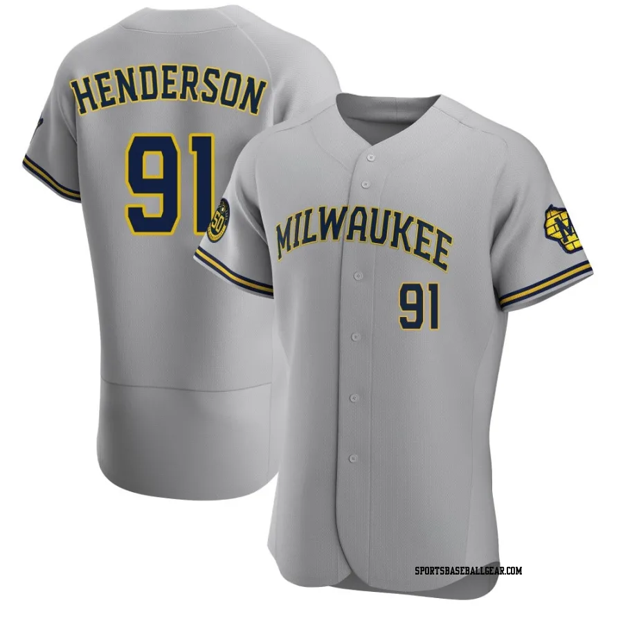 Logan Henderson Men's Milwaukee Brewers Gray Authentic Road Jersey