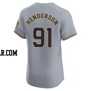 Logan Henderson Men's Milwaukee Brewers Gray Elite Road Jersey