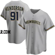 Logan Henderson Men's Milwaukee Brewers Gray Replica Road Jersey