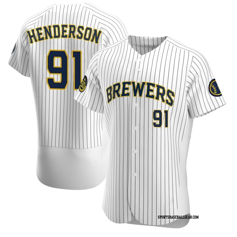 Logan Henderson Men's Milwaukee Brewers White Authentic Alternate Jersey