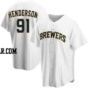 Logan Henderson Men's Milwaukee Brewers White Replica Home Jersey