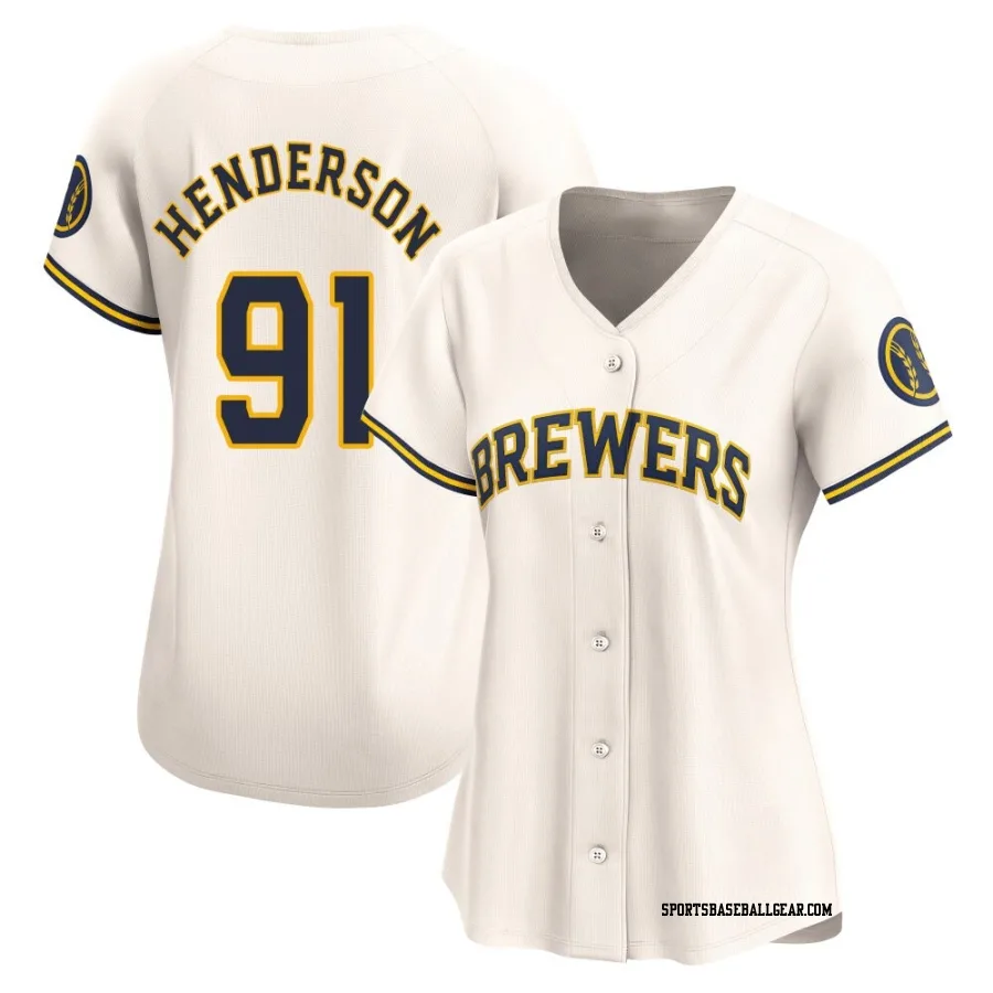 Logan Henderson Women's Milwaukee Brewers Cream Limited Home Jersey