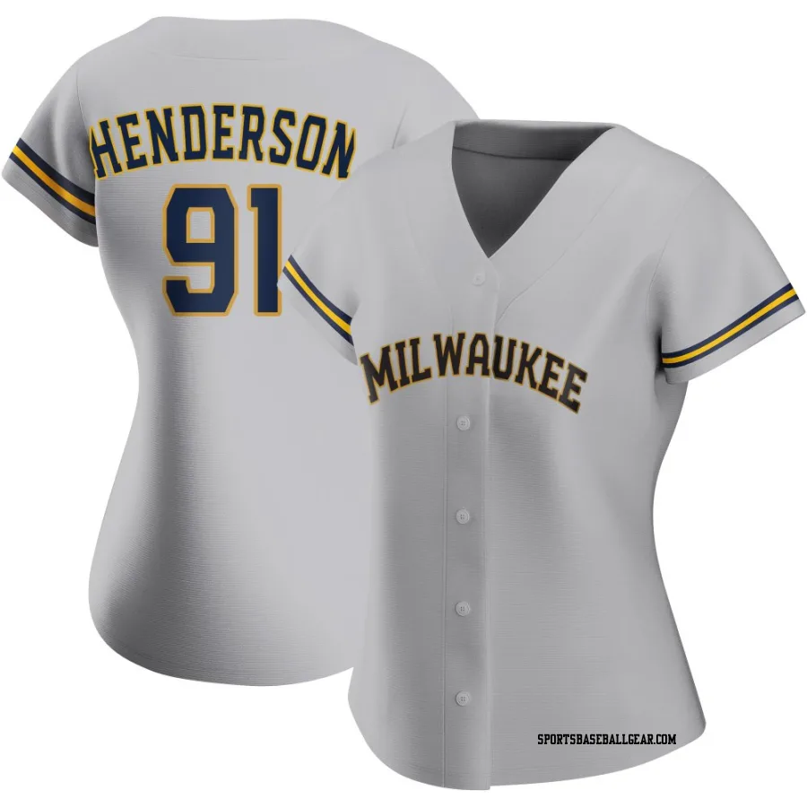 Logan Henderson Women's Milwaukee Brewers Gray Authentic Road Jersey