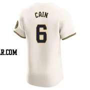 Lorenzo Cain Men's Milwaukee Brewers Cream Elite Home Jersey