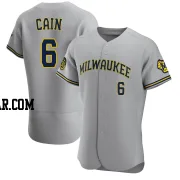 Lorenzo Cain Men's Milwaukee Brewers Gray Authentic Road Jersey