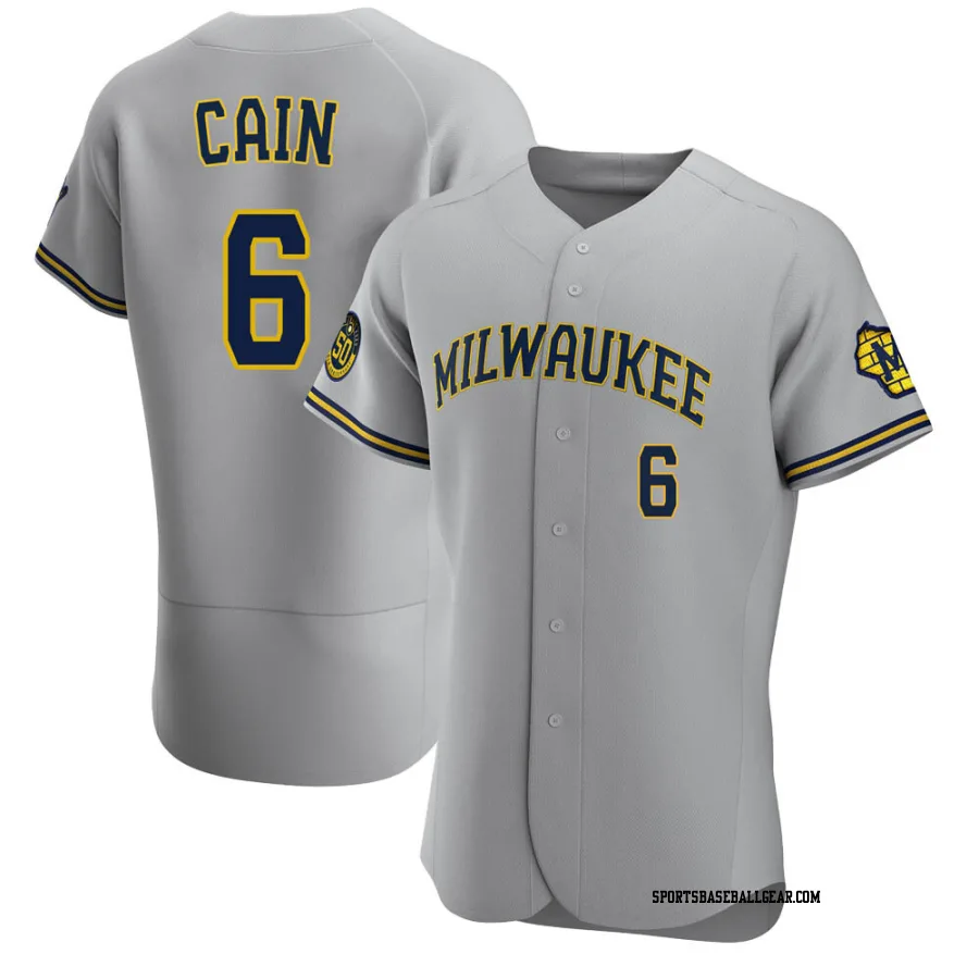 Lorenzo Cain Men's Milwaukee Brewers Gray Authentic Road Jersey