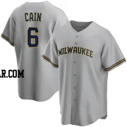 Lorenzo Cain Men's Milwaukee Brewers Gray Replica Road Jersey