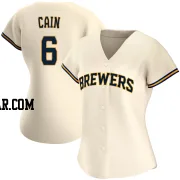 Lorenzo Cain Women's Milwaukee Brewers Cream Authentic Home Jersey