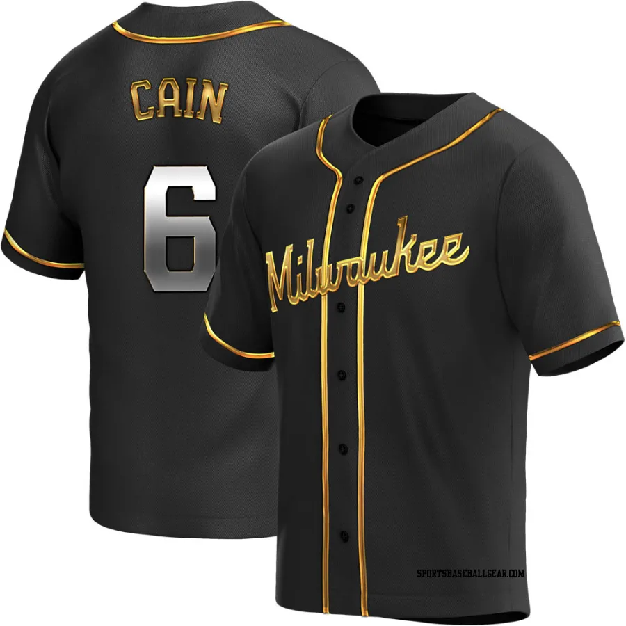 Lorenzo Cain Youth Milwaukee Brewers Black Golden Replica Alternate Jersey