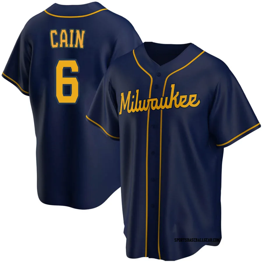 Lorenzo Cain Youth Milwaukee Brewers Navy Replica Alternate Jersey