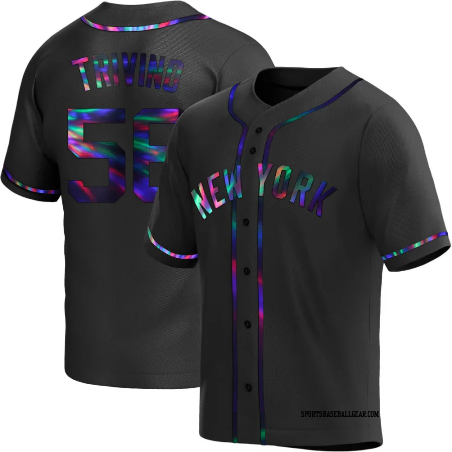 Lou Trivino Men's New York Yankees Black Holographic Replica Alternate Jersey