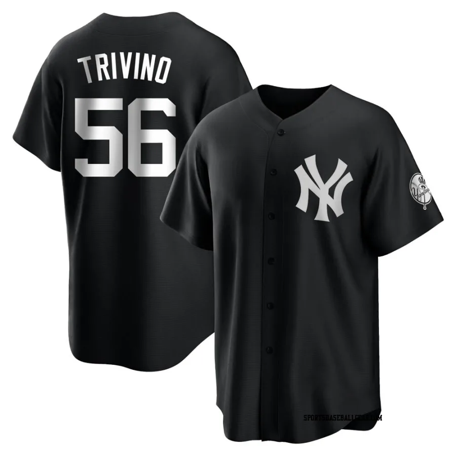 Lou Trivino Men's New York Yankees Black/White Replica Jersey