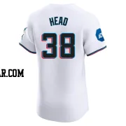 Louis Head Men's Miami Marlins White Elite Home Patch Jersey