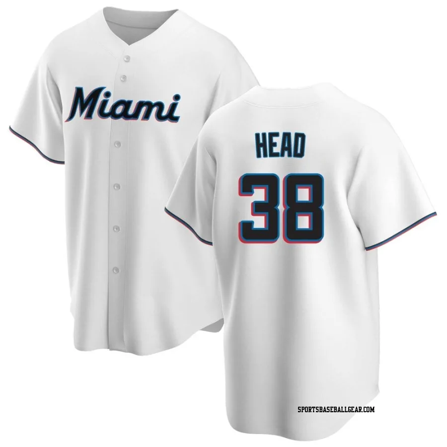 Louis Head Men's Miami Marlins White Replica Home Jersey