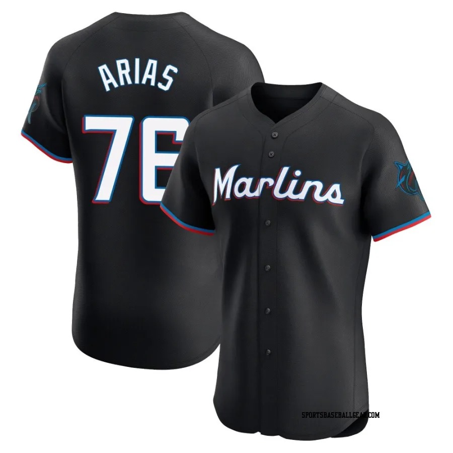 Luarbert Arias Men's Miami Marlins Black Elite Alternate Vapor Premier Jersey