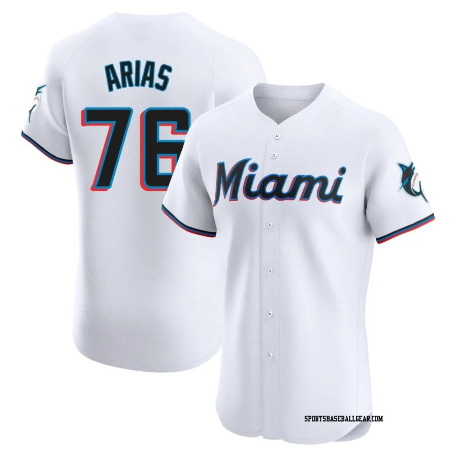 Luarbert Arias Men's Miami Marlins White Elite Home Jersey