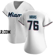 Luarbert Arias Women's Miami Marlins White Authentic Home Jersey