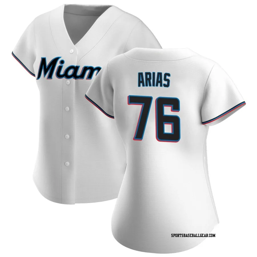 Luarbert Arias Women's Miami Marlins White Authentic Home Jersey