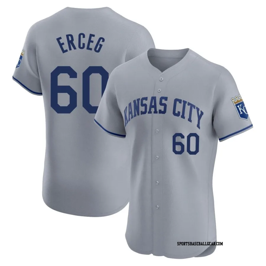 Lucas Erceg Men's Kansas City Royals Gray Elite Road Jersey