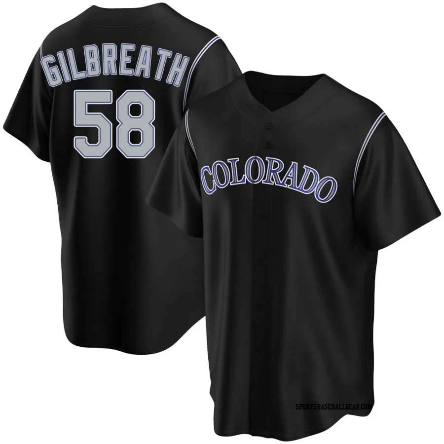 Lucas Gilbreath Men's Colorado Rockies Black Replica Alternate Jersey