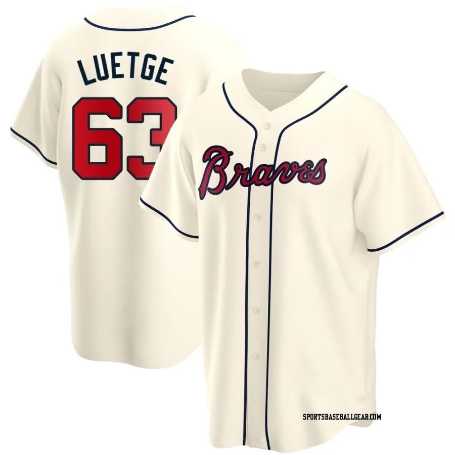 Lucas Luetge Men's Atlanta Braves Cream Replica Alternate Jersey